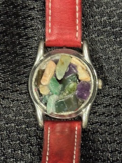 Multi stoned Bracelet/Red watch band Infused with Healing Energy