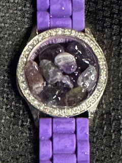 AMETHYST BRACELET WITH PURPLE BAND INFUSED WITH HEALING ENERGY
