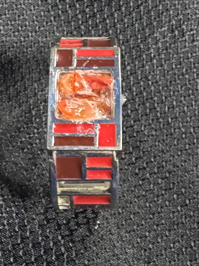 ORANGE/SILVER BANGEL WITH CARNELIAN STONE INFUSED WITH HEALING ENERGY