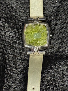 Peridot Bracelet with Silver band Infused with Healing Energy